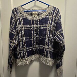 LEE COOPER Women's Acrylic Blend Cropped L/S Check Print Sweater - Size Large